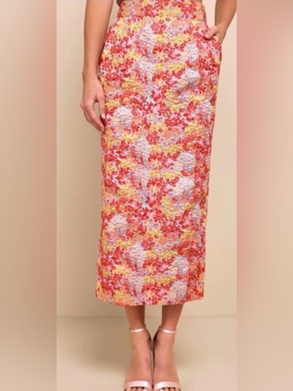 NEW Ellarina Pink Multi Metallic Tie-Strap Two-Piece Midi Dress - Picture 3 of 13